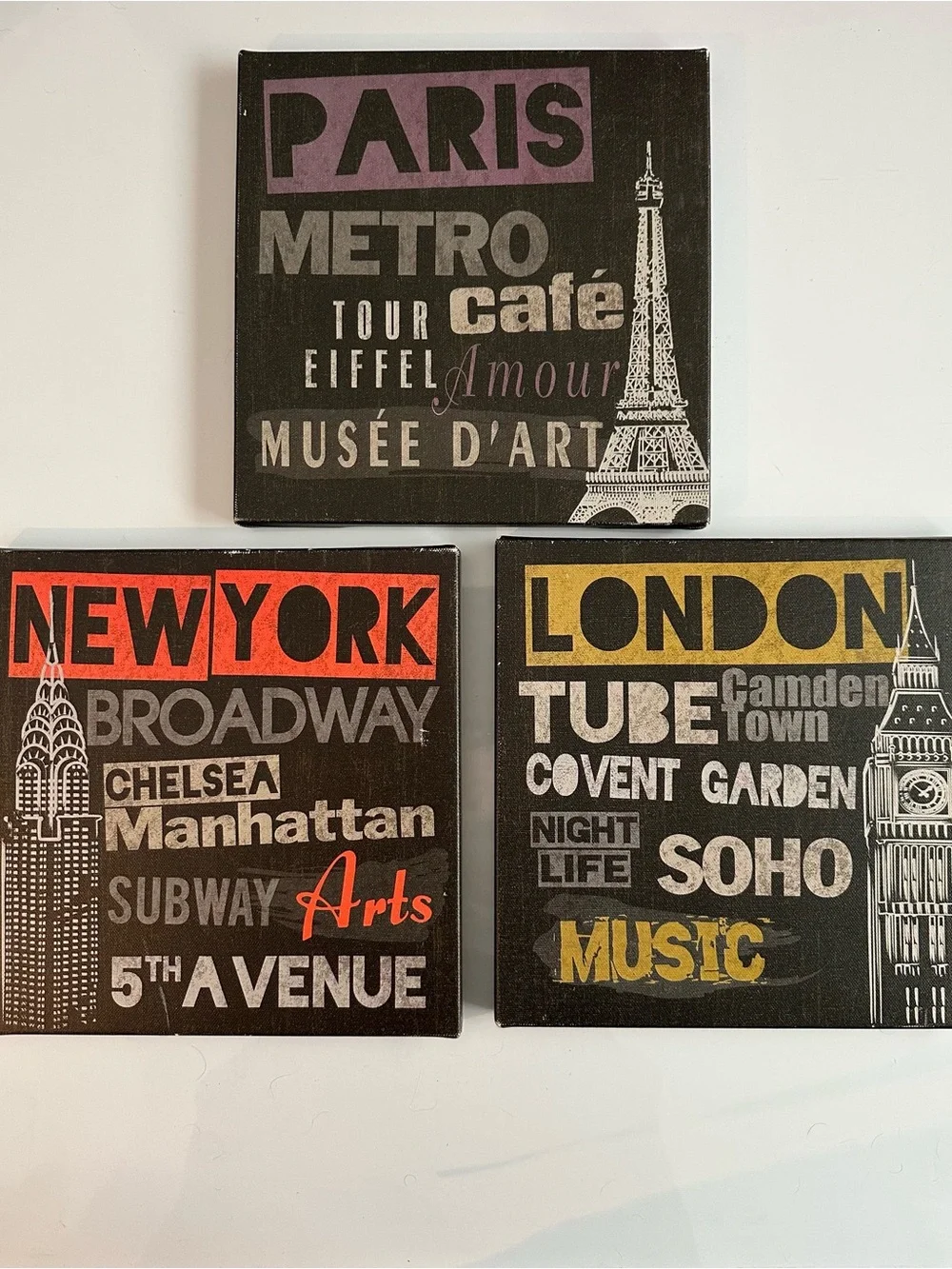 Wall Art Pictures Canvas 3 IKEA Pjatteryd New York London Paris Prints Square